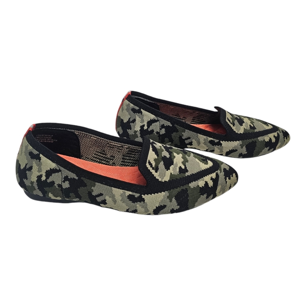 LIMITED EDITION - JUDY + BIRDIES Blackbird Camo Slip On Shoe Flats Womens 6.5